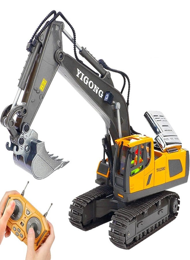 RABJET 11 Channel Remote Control Excavator Toy for 6-12 Yr Boys, Best Birthday Gifts for Kids 7 8 9 10 11 Year Old, Rc Construction Toys with Metal Shovel, Lights, Sounds 2.4Ghz, Multicolor - Image 1